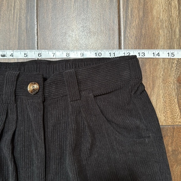 NWT HALARA Black Loose Fit Corduroy Pants with Pleats S - Picture 7 of 15